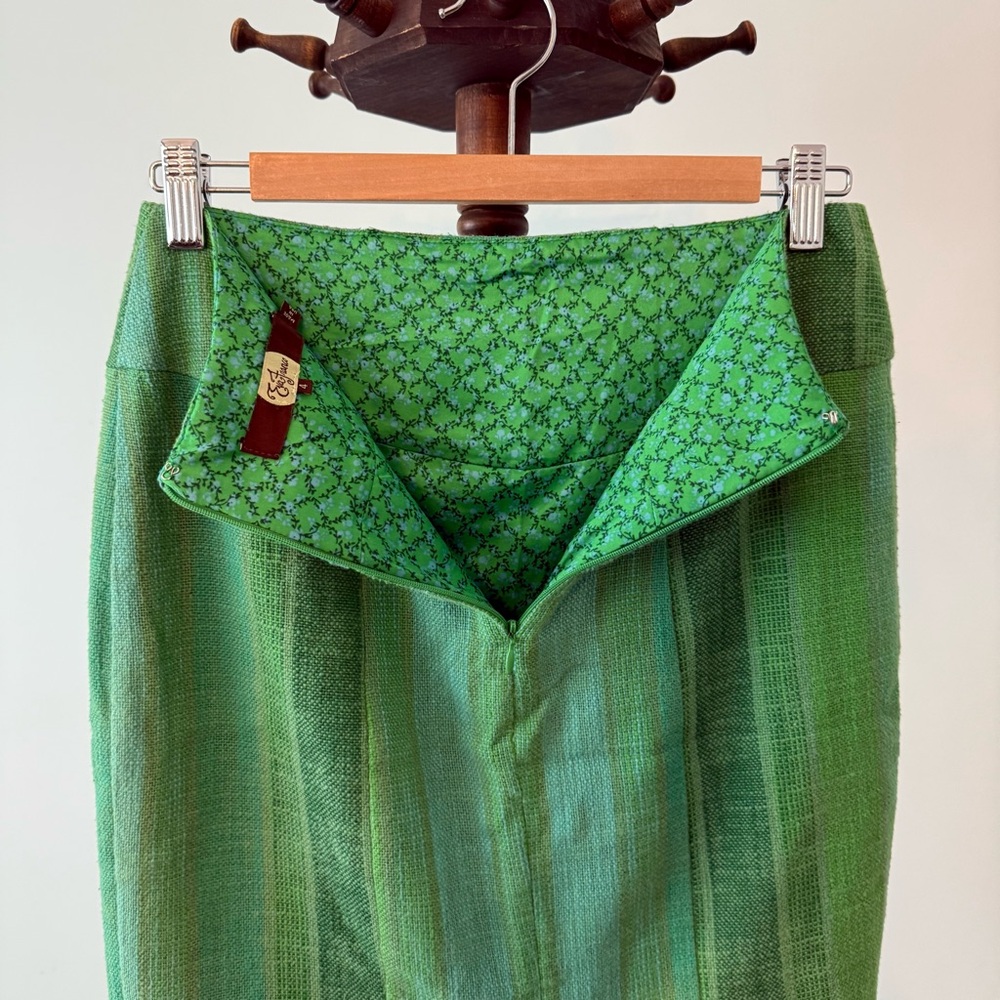 Sold- Eva Franco Green Striped Pencil Skirt Sz S - Picture 6 of 12